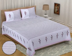 Ethnic Cotton Double Bed Sheet With Pillow Cover