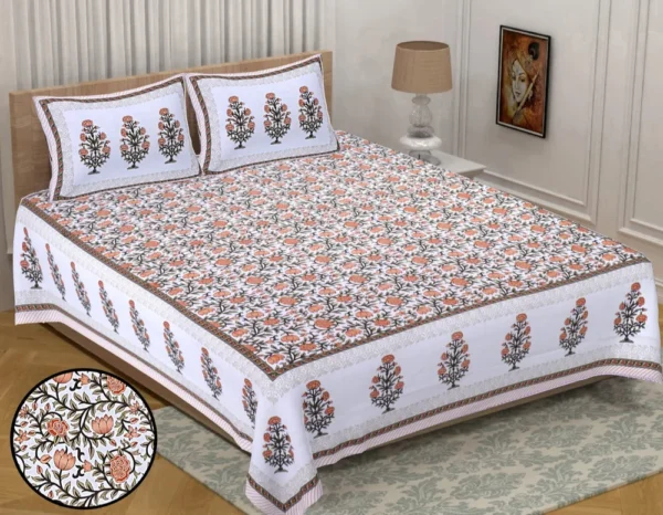 Ethnic Cotton Double Bed Sheet With Pillow Cover - Image 2