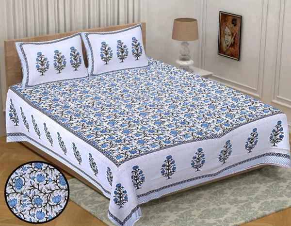 Ethnic Cotton Double Bed Sheet With Pillow Cover - Image 4