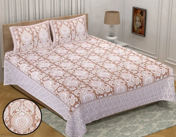 Ethnic Cotton Double Bed Sheet With Pillow Cover - Image 3